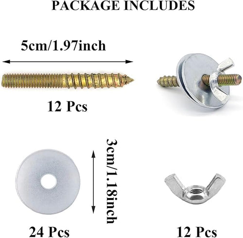 12 Sets Bird Cage Screws Bird Perch Stand Platform Accessories 24 Washers 12 - Image 2