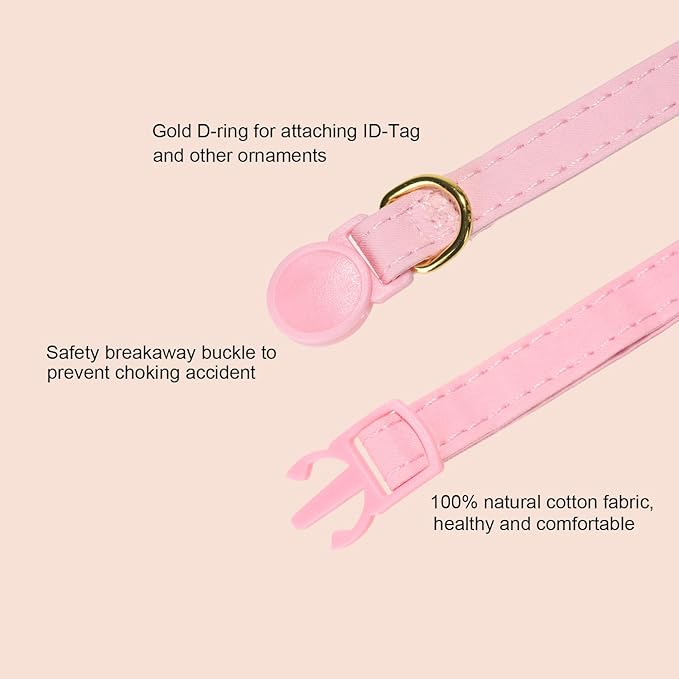 Bunny Ear Cat Collar with Bell and Bow Tie, Breakaway Cute Bowtie Kitten Collars - Image 3