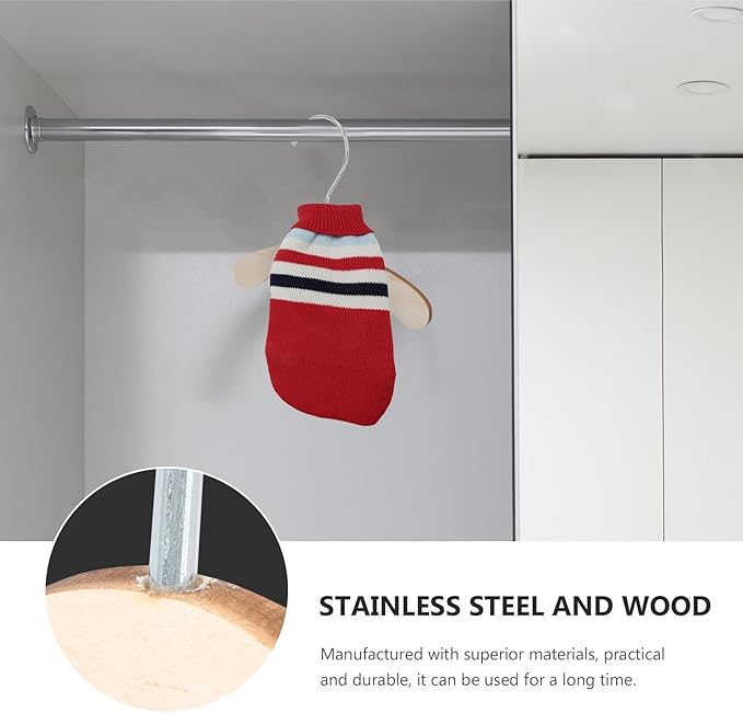 Wooden Dog Clothes Hangers 8.66 Inch Small Pet Apparel Hangers Wear-Resistant - Image 3