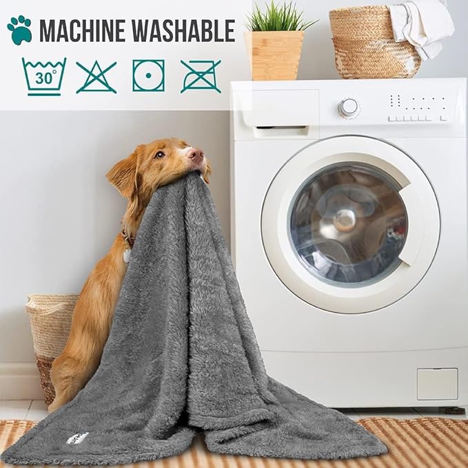 PetAmi Dog Blanket for Large Medium Dogs Grey, Fluffy Soft Puppy Blanket - Image 6