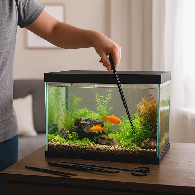 Mandala Crafts 15 Inches Silver Stainless Steel Straight and Curved Aquarium - Image 5