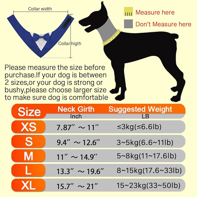 Dog Tuxedo, Formal Dog Wedding Bandana Adjustable Pet Collar - Image 2