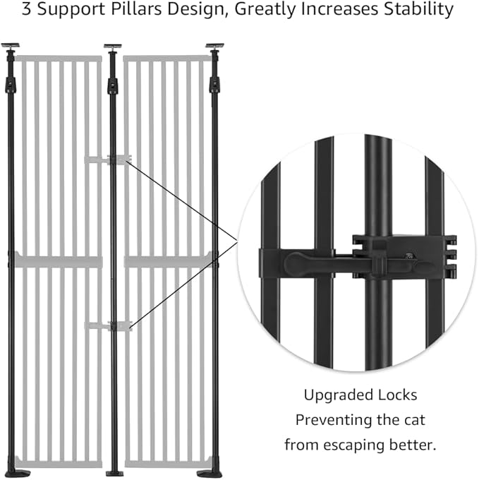 unipaws 75" High Extra Tall Cat Gate, Auto Closing and No Drilling Safety Gate - Image 5