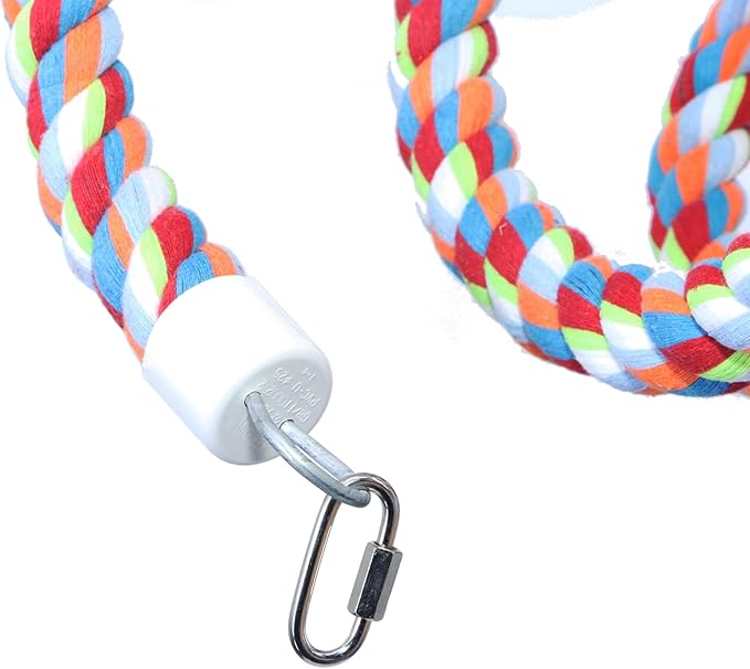 Rope Bungee Perch Bird, 118inch Kintor Pure Natural Colorful Bead Cage Chewing - Image 6