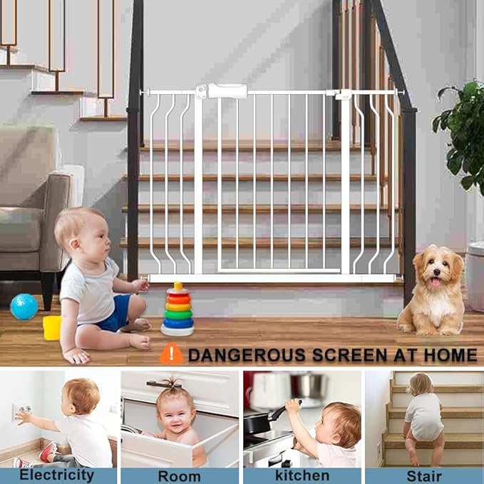 White Extra Wide Baby Gate 53-57.5 inch - Image 8