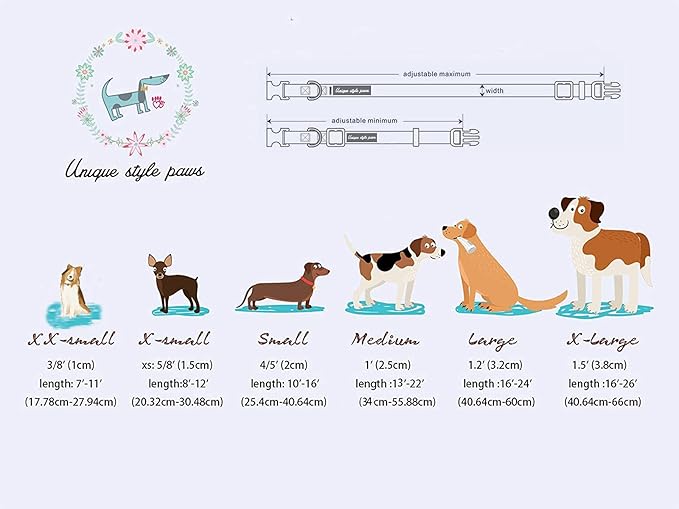 Unique style paws Valentine's Day Dog Collar Metal Buckle Collar Blue Pink Love - Image 6