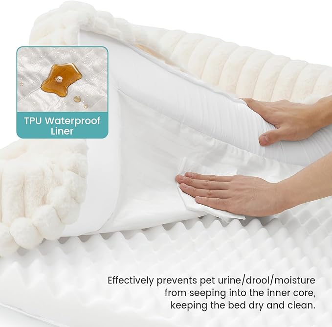 Cute Dog Bed for Small Dogs, Faux Rabbit Fur Orthopedic Foam Dog Bed - Image 7
