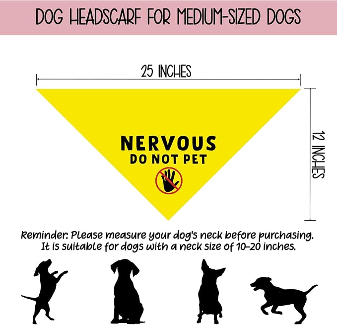 Nervous Do Not Pet Dog Bandana, Nervous Anxious Dog Bandana No Hand Sniffs Gift - Image 2