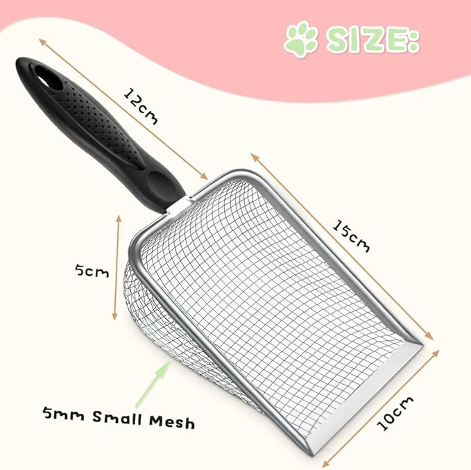 Metal Cat Litter Scoop, Sturdy Litter Cleaner Corner Shovel, Stainless Steel - Image 2