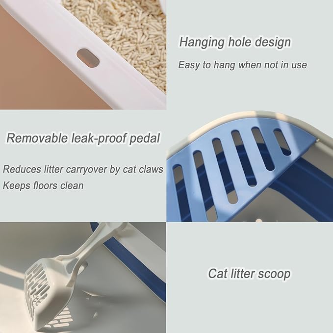 Senior Cat Litter Boxes, Collapsible Open Low Entry Cat Litter Pan - Image 3
