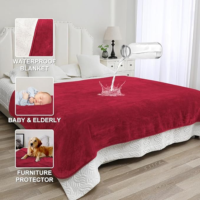 Waterproof Blanket for Beds – Ideal for Couch & Pets Splash Proof Sherpa Throw - Image 3