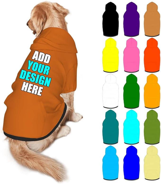 Custom Dog Hoodie Personalized Photo Text Logo Name Dog Clothes, Soft & Warm by Mynvzrk