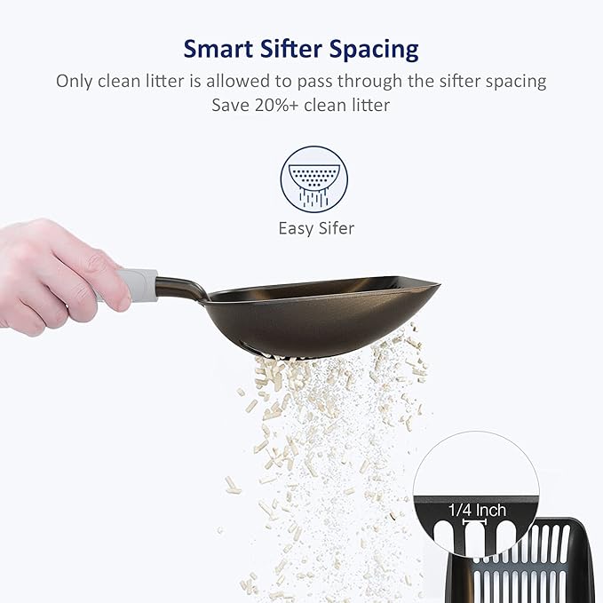 WePet Cat Litter Scoop, Non-Stick Plated Aluminum Alloy Sifter, Kitty Durable - Image 3