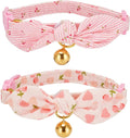 Cotton Bowtie Cat Collar with Bell 2 Pack Adjustable Breakaway Kitten Collars by YUDOTE