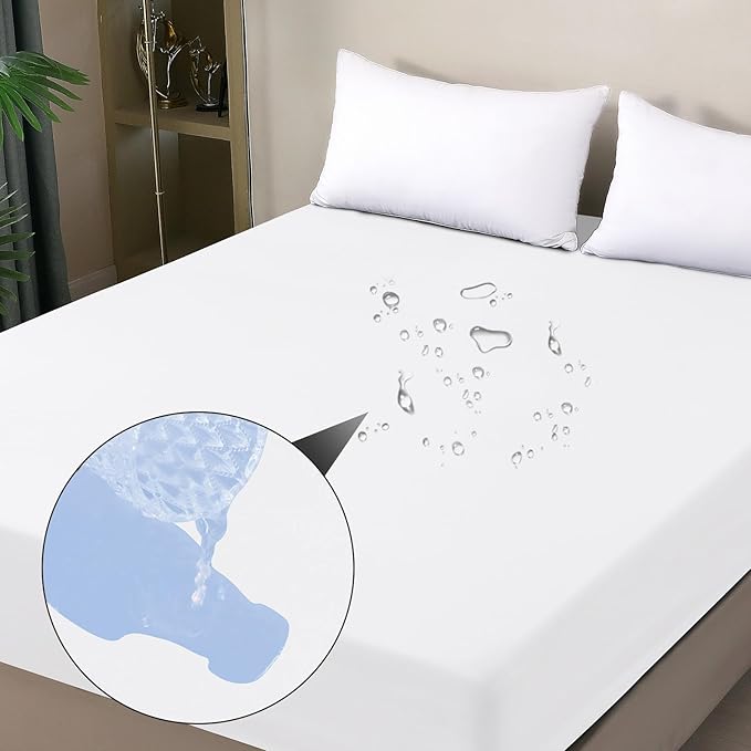 Waterproof Mattress Protector King, Fitted Sheet Style Breathable Mattress Cover by OHANO