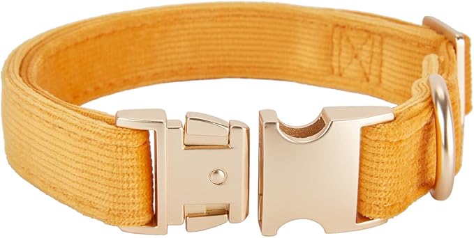 Soft Cotton Dog Collar with Metal Buckle Adjustable Heavy Duty Comfy Corduroy - Image 2