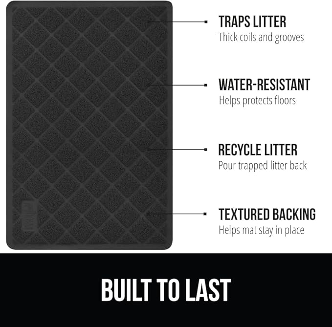 GORILLA GRIP Cat Litter Box Mat, 35x23 2 Pack, Water Resistant, US Designed - Image 2