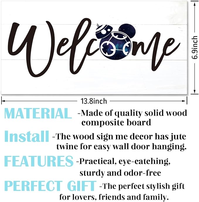 Welcome Sign for Front Door, Welcome Decor Wooden Hanging Sign for Wall Decor - Image 2