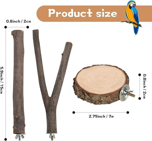 18 PCS Bird Perches Stand Toy, Natural Wood Parrot Perch Stand Bird Cage - Image 2