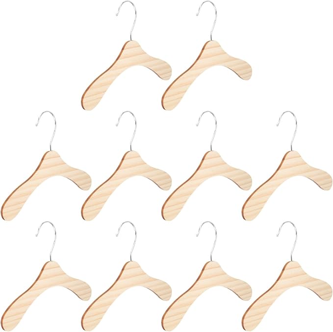 SUPVOX 10pcs 8.66-inch Solid Wood Pet Hangers Small Dog and Cat Clothes Hangers by SUPVOX