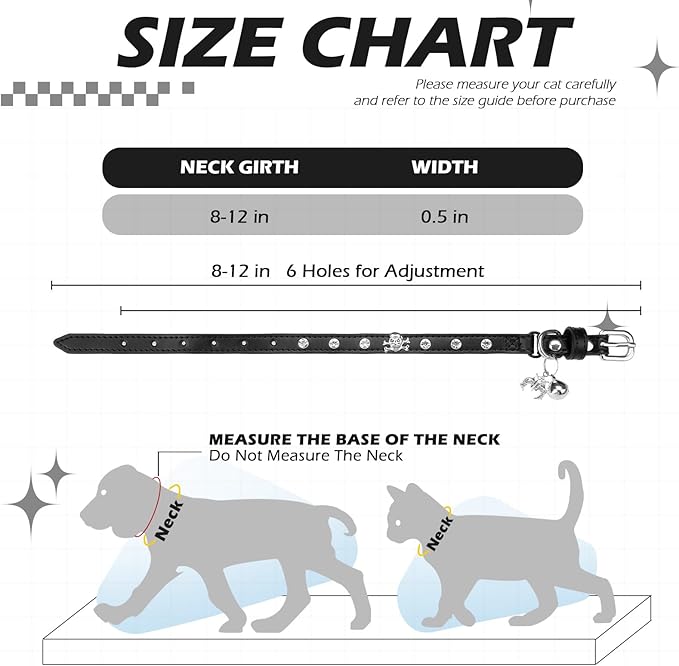 EXPAWLORER Cat Collar for Girl Boy Cats- Adjustable Leather Pet Collar - Image 2
