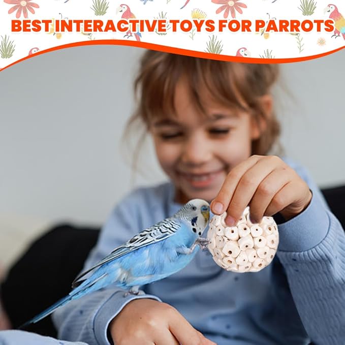 9 Pack Bird Toy Sola Balls, Natural Parrot Soft Chew Shredding & Foraging Toy - Image 6