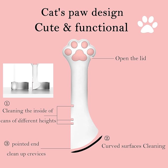 Pet Food Can Spoon & 3 Pcs Can Cover Lids | Cute Paw Shape Opener Spatula Cat - Image 4