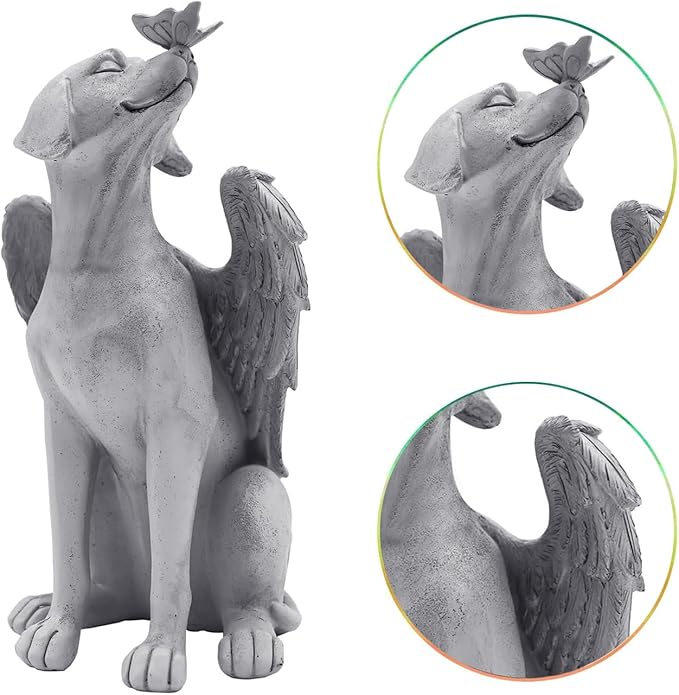 Angel Figurine Memorial Pet Puppy Dog Butterfly Stone Statue - Image 4