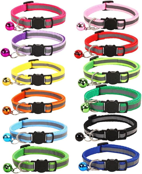 12-Pack Safety Release Reflective Cat Collars by Hepplly
