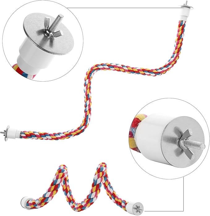 Bird Rope Perches, Parrot Toys 21 inches Rope Bungee Bird Toy - Image 3