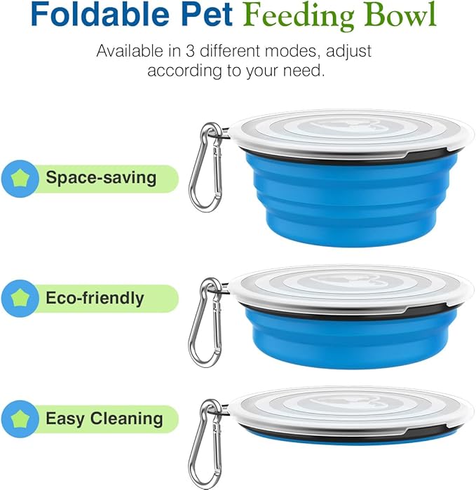 Pawaboo Silicone Collapsible Dog Bowls 2 Pack, 5.1 x 3.5 x 2.1 in, Lid Included - Image 6