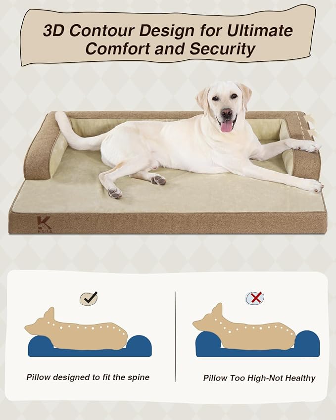 KSIIA Washable Dog Bed XL Senior Dog, Orthopedic Warm Soft Pet Sofa Waterproof - Image 4