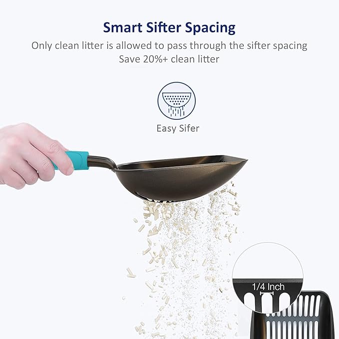 WePet Cat Litter Scoop, Non-Stick Plated Aluminum Alloy Sifter, Kitty Durable - Image 5