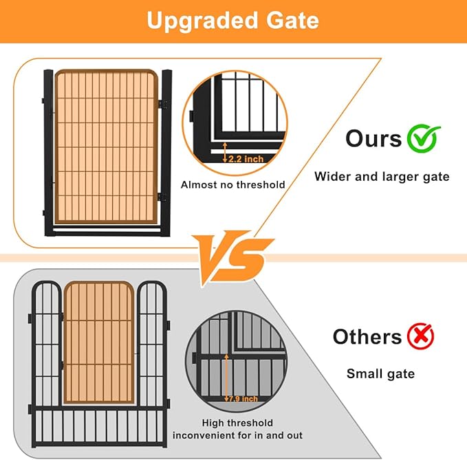 Dog Fence Outdoor Pens Outside, Portable Dog Play Pen 40" H 8 Panels Pet - Image 5