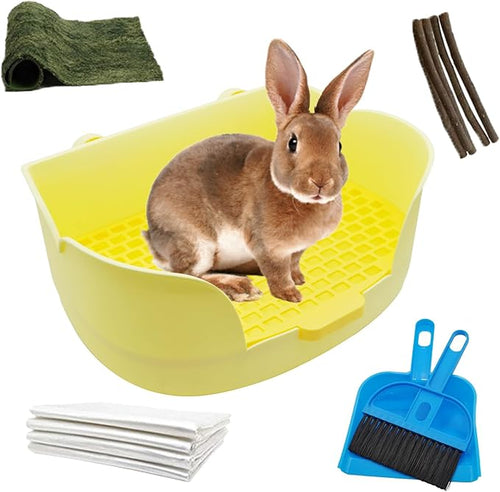 15.1"X11.0" Large Rabbit Litter Box, Plastic Square Rabbits Potty Trainer by MUYG