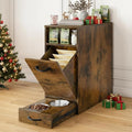 DWVO Dog Feeding Station with Storage, Dog Food Cabinet with 2 Feeder Bowls by DWVO