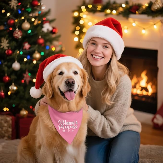 Mama's Princess Pink Dog Bandana, Cute Crown Pet Scarf Accessories - Image 5