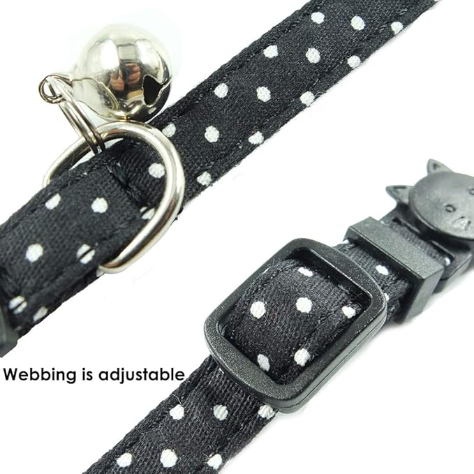 Cat Collar with Bell and Bow Tie, Breakaway Clasp Cute Dots Kitty Kitten - Image 5