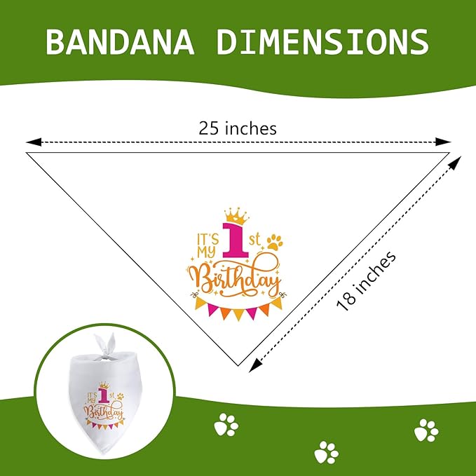 It's My 1st Birthday Dog Bandana Happy 1st Birthday Pet Triangle Scarf - Image 2