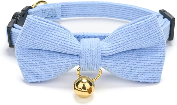 Soft Corduroy Cat Collar, Plaid Pattern, - Image 3