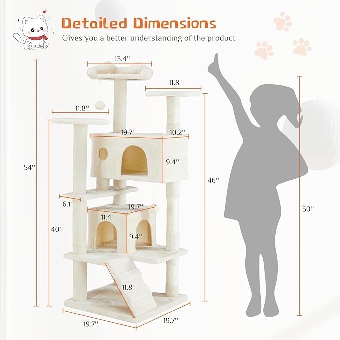 Sweetcrispy 54 Inch Cat Tree Tower, Indoor Cat Condo - Image 4