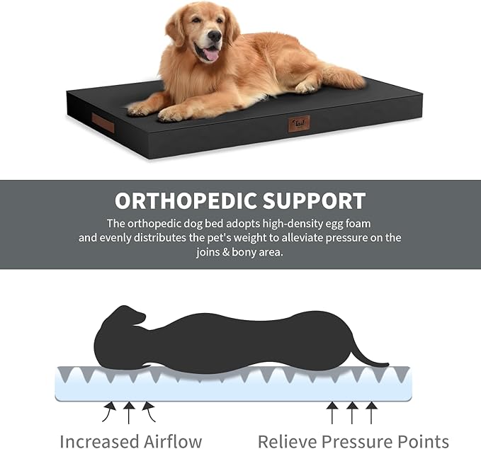 Outdoor Dog Bed for Medium Dogs, Waterproof Dog Crate Mat Orthopedic Egg Crate - Image 3