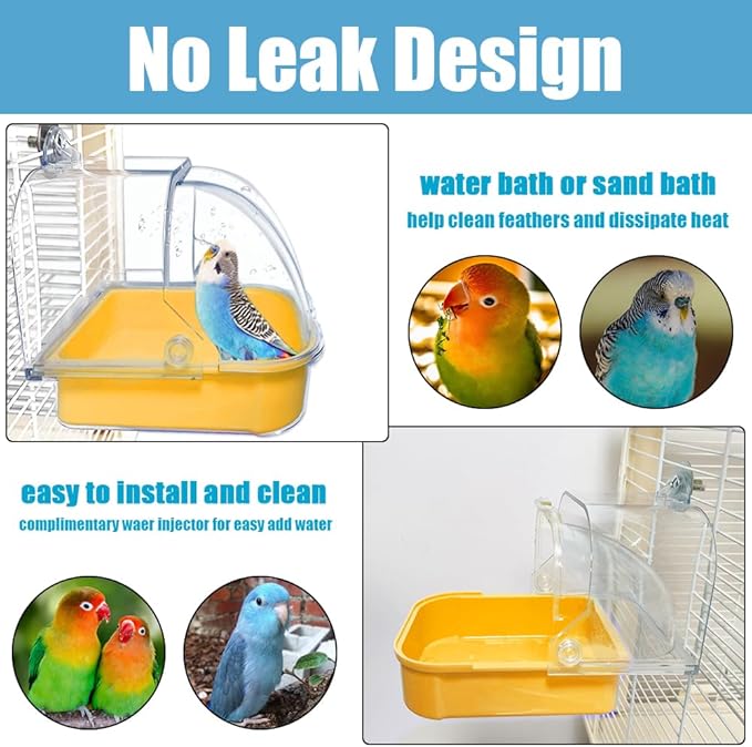 Bird Bath for Cage, Cleaning Pet Supplies Cockatiel Bird Bathtub - Image 4