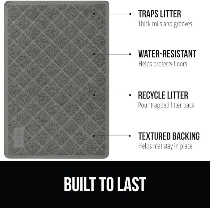 GORILLA GRIP Cat Litter Box Mat, 35x23 2 Pack, Water Resistant, US Designed - Image 2
