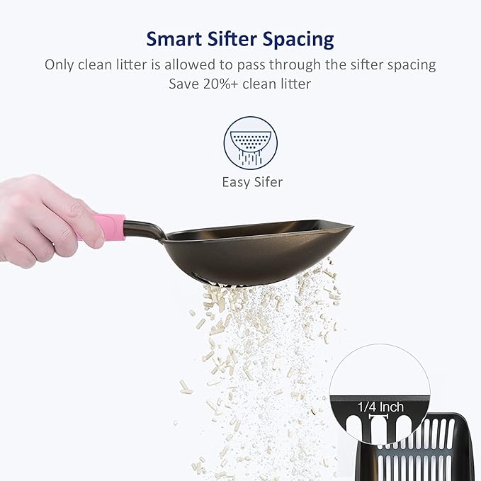 WePet Cat Litter Scoop, Non-Stick Plated Aluminum Alloy Sifter, Kitty Durable - Image 5