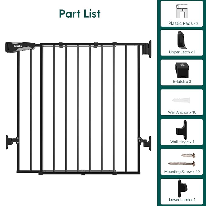 Babelio Baby Gate for Stairs & Doorways, 26-43" W 34" H Extra Tall| No Bottom - Image 7