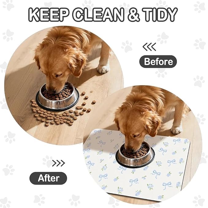 Dog Food Mat for Pet Cat Food Mat, Non-Slip Cat Pet Feeding Mats for Floor - Image 2
