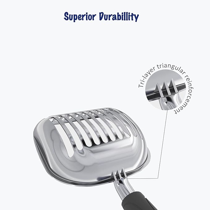 WePet Cat Litter Scoop, Aluminum Alloy Sifter, Kitty Metal Scooper, Deep Shovel - Image 3