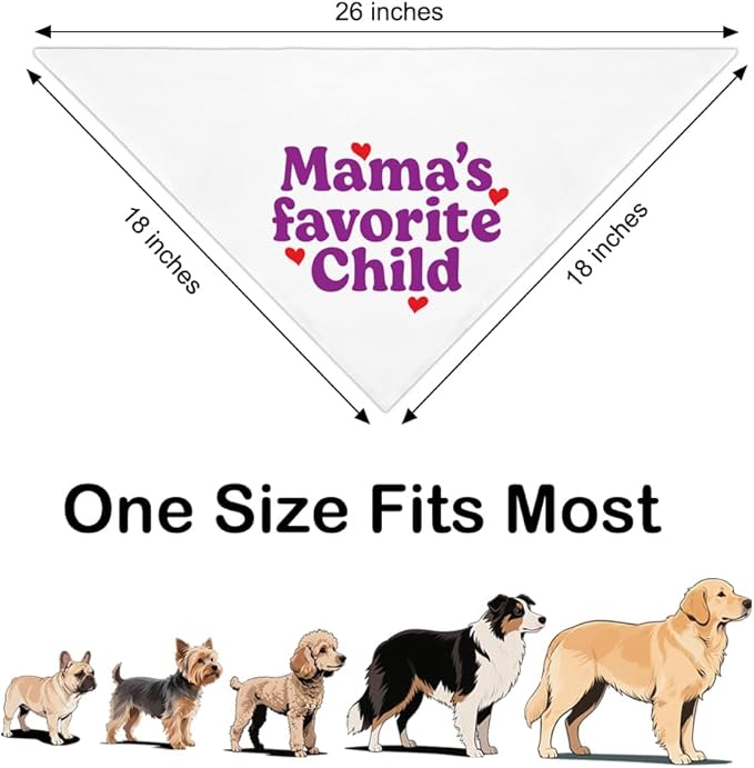 Mama's Favorite Child White Dog Bandana, Funny Photo Prop Pet Scarf Accessories - Image 2