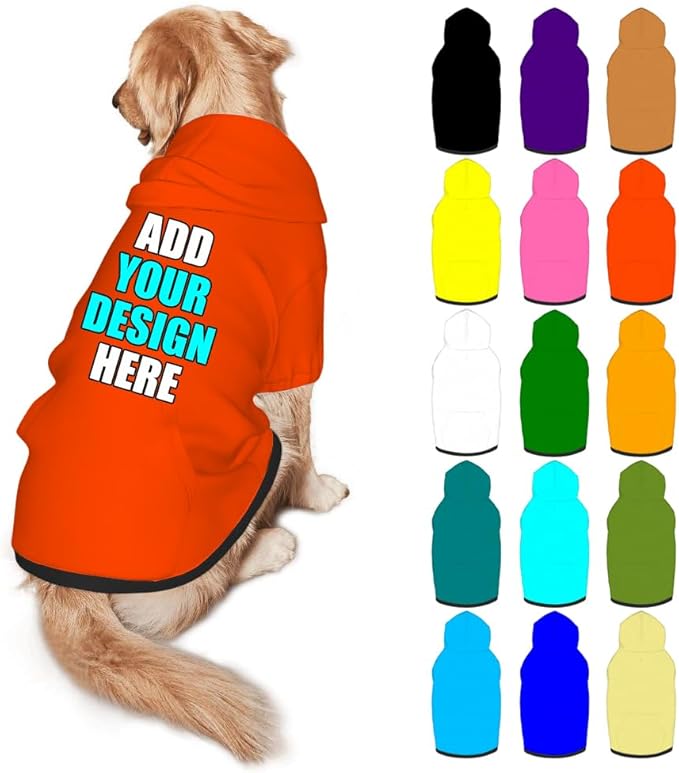 Custom Dog Hoodie Personalized Photo Text Logo Name Dog Clothes, Soft & Warm by Mynvzrk
